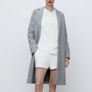 Zara Faux Felt Wool Coat in Heather Gray